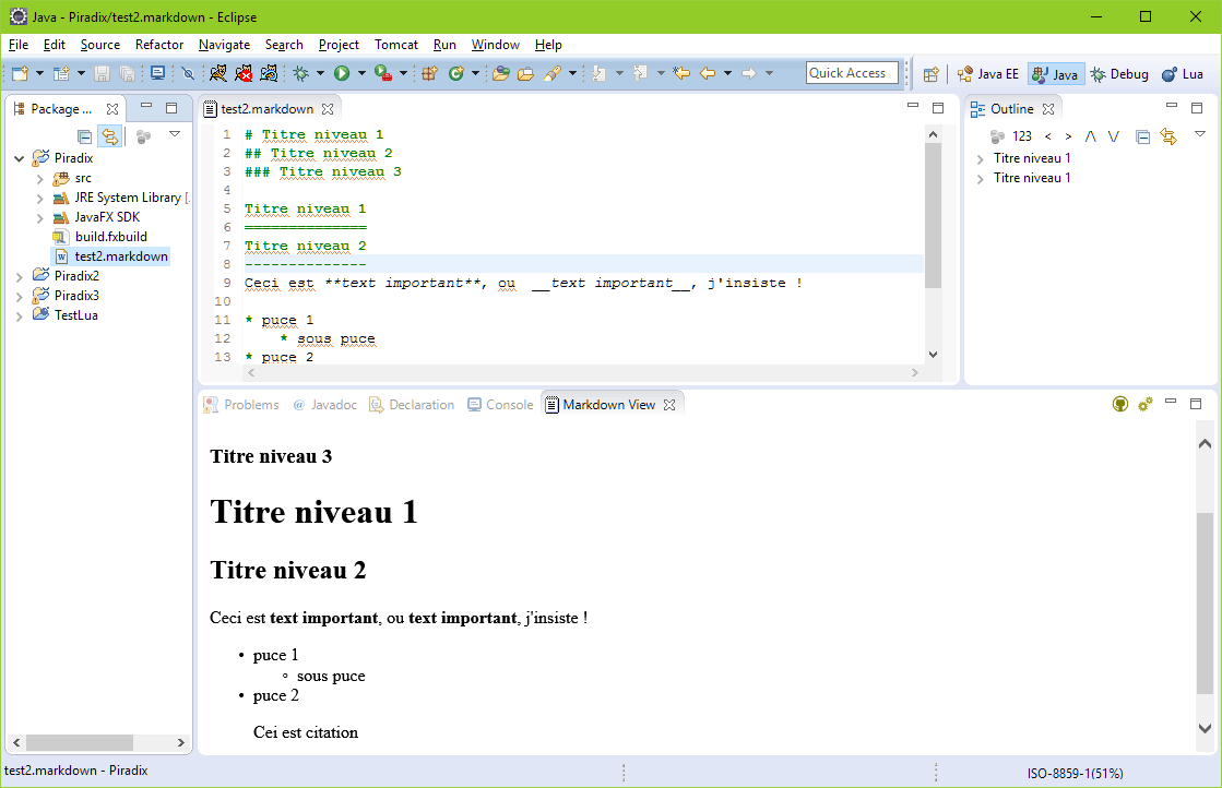 Eclipse Markdown Editor Exemple