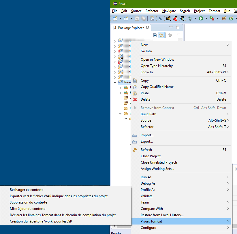 Plugin Tomcat Menu contextuel